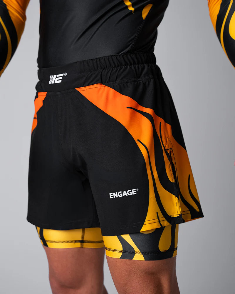 Engage Nebula Orange 2-in-1 Hybrid Shorts