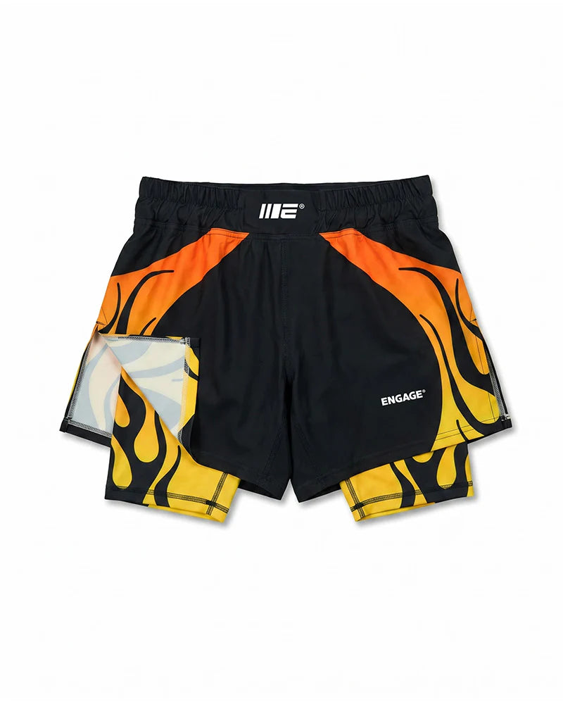 Engage Nebula Orange 2-in-1 Hybrid Shorts